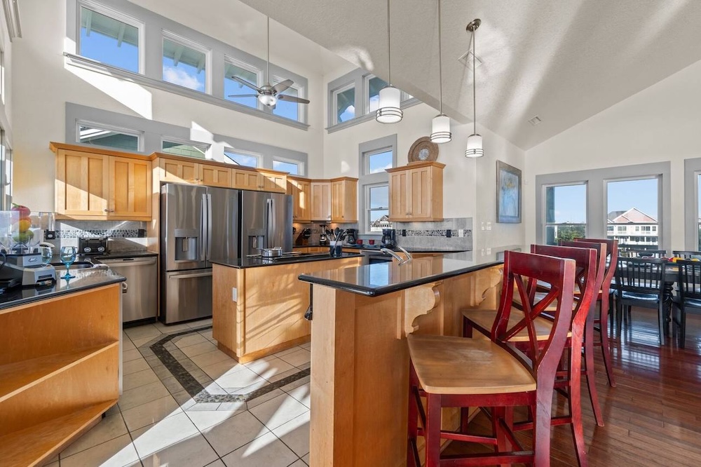 large kitchen in an outer banks vacation rental